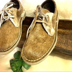 Uwezo Calf Hair Leather Oxford Shoes Desert Chukka NWOT 8